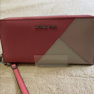 Michael Kors Pink and Cream Colorblock Continental Wallet